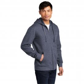 District DT6102 V.I.T. Fleece Full-Zip Hoodie - Heathered Navy