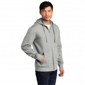 District DT6102 V.I.T. Fleece Full-Zip Hoodie - Light Heather Grey