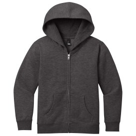 District DT6102Y Youth V.I.T Fleece Full-Zip Hoodie - Heather Charcoal