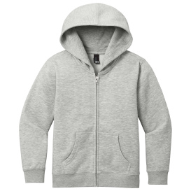 District DT6102Y Youth V.I.T Fleece Full-Zip Hoodie - Light Heather Grey