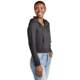 District DT6103 Womens V.I.T. Fleece Full-Zip Hoodie - Heathered Charcoal