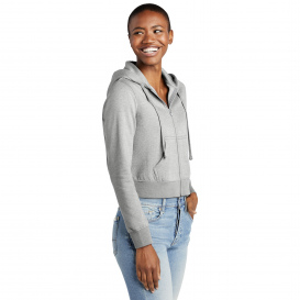 District DT6103 Womens V.I.T. Fleece Full-Zip Hoodie - Light Heather Grey