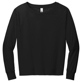 District DT672 Women\'s Featherweight French Long Sleeve Crewneck - Black