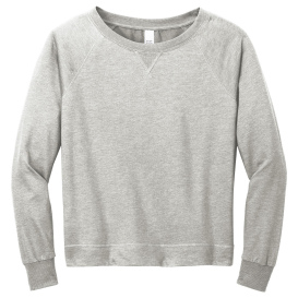 District DT672 Women's Featherweight French Long Sleeve Crewneck - Light Heather Grey