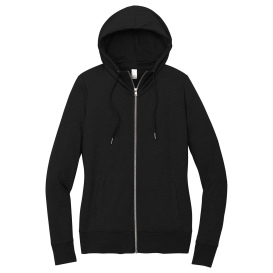 District DT673 Women's Featherweight French Terry Full-Zip Hoodie - Black
