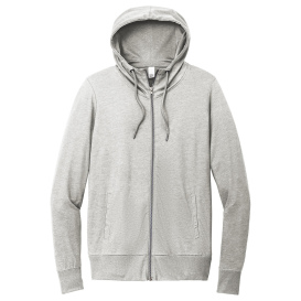 District DT673 Women's Featherweight French Terry Full-Zip Hoodie - Light Heather Grey
