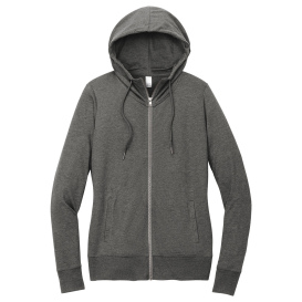 District DT673 Women\'s Featherweight French Terry Full-Zip Hoodie - Washed Coal