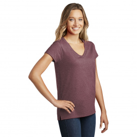 District DT8001 Women\'s Re-Tee V-Neck - Maroon Heather