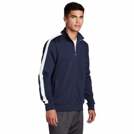 Sport-Tek JST94 Tricot Full-Zip Track Jacket - True Navy/White