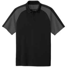 Port Authority K247 Wearever Performance Pique Colorblock Polo - Deep Black/Storm Gray