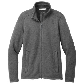 Port Authority L428 Ladies Arc Sweater Fleece Jacket - Grey Smoke Heather