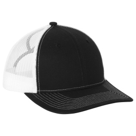 Port Authority LC111 Snapback Ponytail Trucker Cap - Black/White