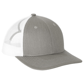 Port Authority LC111 Snapback Ponytail Trucker Cap - Heather Grey/White