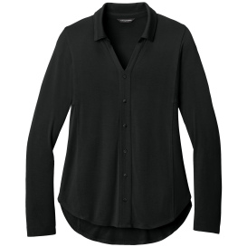 Port Authority LK5602 Ladies Luxe Knit Button Tunic - Deep Black
