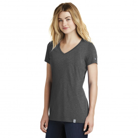 New Era LNEA101 Ladies Heritage Blend V-Neck Tee - Black Heather