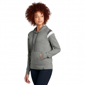 New Era LNEA108 Ladies Heritage Blend Varsity Hoodie - Shadow Grey Heather/Graphite/White