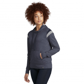New Era LNEA108 Ladies Heritage Blend Varsity Hoodie - True Navy Heather/True Navy/Rainstorm Grey Heather
