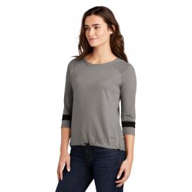 New Era LNEA136 Ladies Tri-Blend 3/4-Sleeve Tee - Shadow Grey/Black Solid