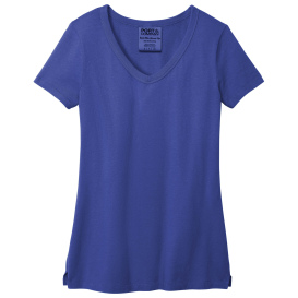Port & Company LPC099V Ladies Beach Wash Garment-Dyed V-Neck Tee - Blue Iris