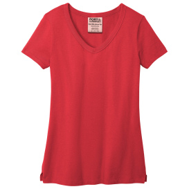 Port & Company LPC099V Ladies Beach Wash Garment-Dyed V-Neck Tee - Poppy
