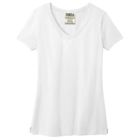 Port & Company LPC099V Ladies Beach Wash Garment-Dyed V-Neck Tee - White