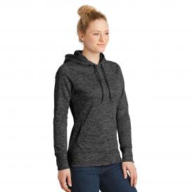 Sport-Tek LST225 Ladies PosiCharge Electric Heather Fleece Hooded Pullover - Grey/Black Electric