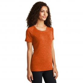 Sport-Tek LST400 Ladies PosiCharge Tri-Blend Wicking Scoop Neck Raglan Tee - Deep Orange Heather