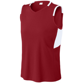 Sport-Tek LST441 Club Sleeveless V-Neck - Deep Red/White