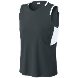 Sport-Tek LST441 Club Sleeveless V-Neck - Iron Gray/White