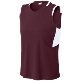 Sport-Tek LST441 Club Sleeveless V-Neck - Maroon/White