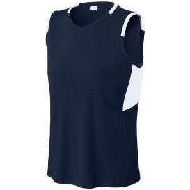 Sport-Tek LST441 Club Sleeveless V-Neck - True Navy/White