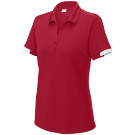 Sport-Tek LST444 Ladies Club Colorblock Polo - Deep Red/White