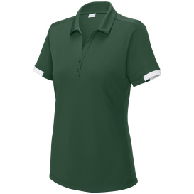 Sport-Tek LST444 Ladies Club Colorblock Polo - Forest Green/White