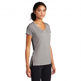 Sport-Tek LST465 Ladies Endeavor Tee - Light Grey Heather/Light Grey