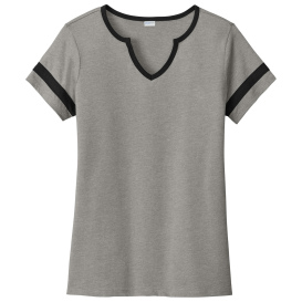 Sport-Tek LST6041 Ladies Halftime Notch Neck Tee - Vintage Heather/Black
