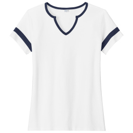 Sport-Tek LST6041 Ladies Halftime Notch Neck Tee - White/True Navy