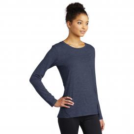 Sport-Tek LST710 Ladies Exchange 1.5 Long Sleeve Crew Tee - Dark Denim Heather