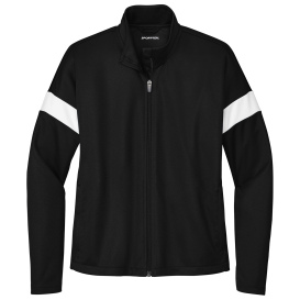 Sport-Tek LST800 Ladies Sport-Wick Fleece Full-Zip Jacket - Black/White