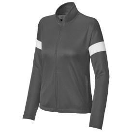 Sport-Tek LST800 Ladies Sport-Wick Fleece Full-Zip Jacket - Iron Grey/White