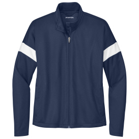 Sport-Tek LST800 Ladies Sport-Wick Fleece Full-Zip Jacket - True Navy/White