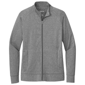 Sport-Tek LST857 Ladies Sport-Wick Stretch Full-Zip Cadet Jacket - Charcoal Grey Heather