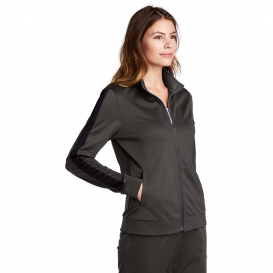Sport-Tek LST94 Ladies Full-Zip Tricot Track Jacket - Graphite Grey/Black