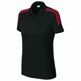 Sport-Tek LST104 Ladies Competitor United Polo - Black/Deep Red