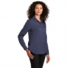 Port Authority LW401 Ladies Long Sleeve Performance Staff Shirt - True Navy