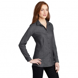 Port Authority LW645 Ladies Pincheck Easy Care Shirt - Black/Grey Steel