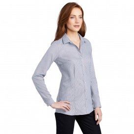 Port Authority LW645 Ladies Pincheck Easy Care Shirt - Gusty Grey/White ...