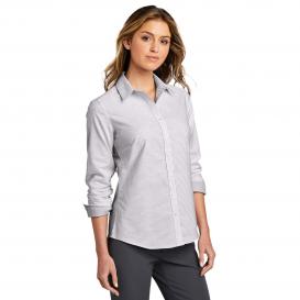 Port Authority LW657 Ladies SuperPro Oxford Stripe Shirt - Gusty Grey ...