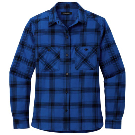 Port Authority LW669 Ladies Plaid Flannel Shirt - Royal/Black Open Plaid