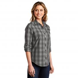 Port Authority LW670 Ladies Everyday Plaid Shirt - Shadow Grey