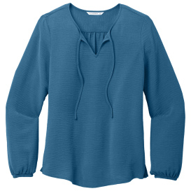 Port Authority LW714 Ladies Textured Crepe Tunic - Aegean Blue